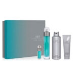Set Perry Ellis 360 ( 4Pcs Set ) Turquoise Box / Sg /Eut Mini / Body (New Upc) para Hombre 100 ml Eau de Toilette